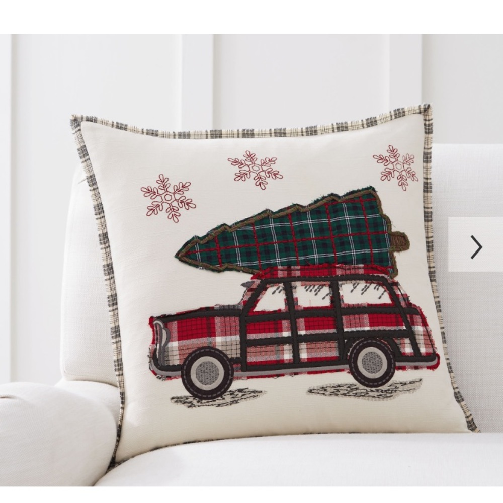 New Pottery Barn ‘All The Way Home’ Tree Reversible Pillow Cover 20” Christmas